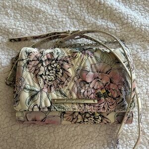 Betsey Johnson Cream Floral Crossbody with Pink and Green Accents